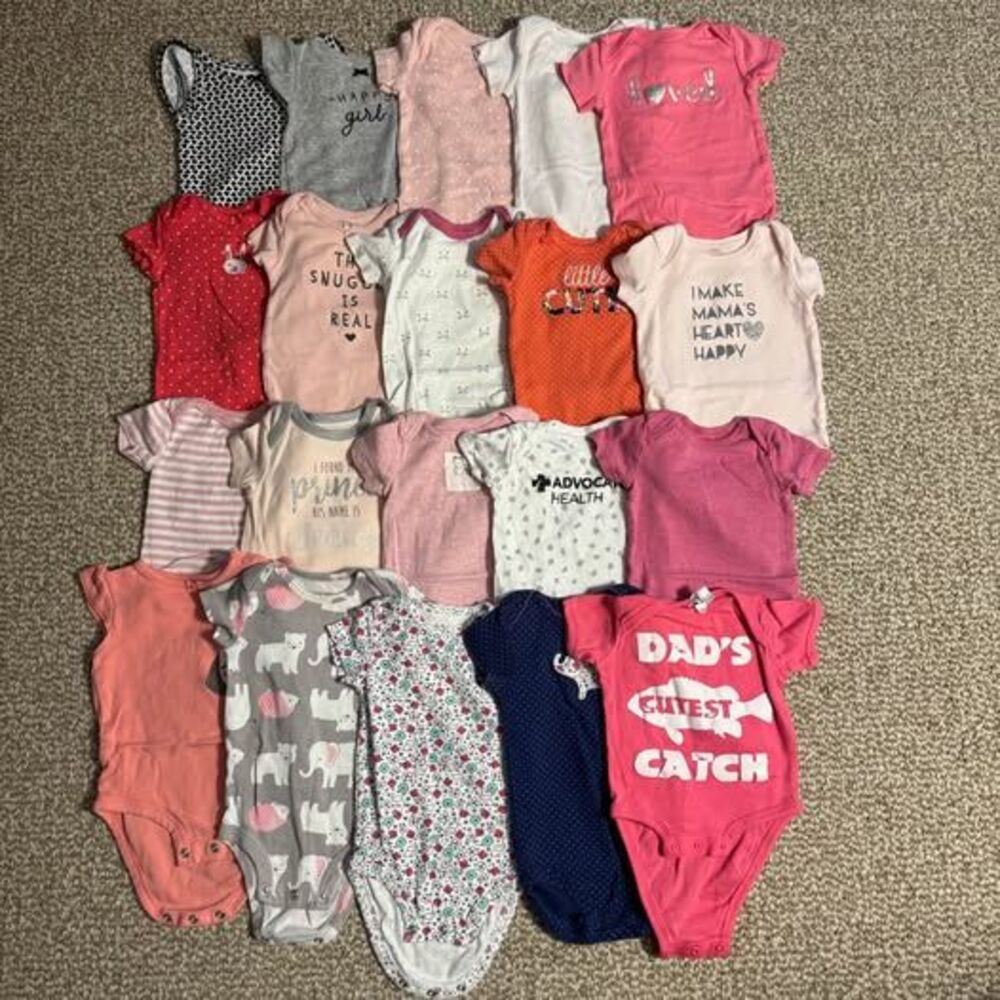 Baby Girl Onesie Lot 20 Mixed Brands 6 Months Spring Summer Bodysuits